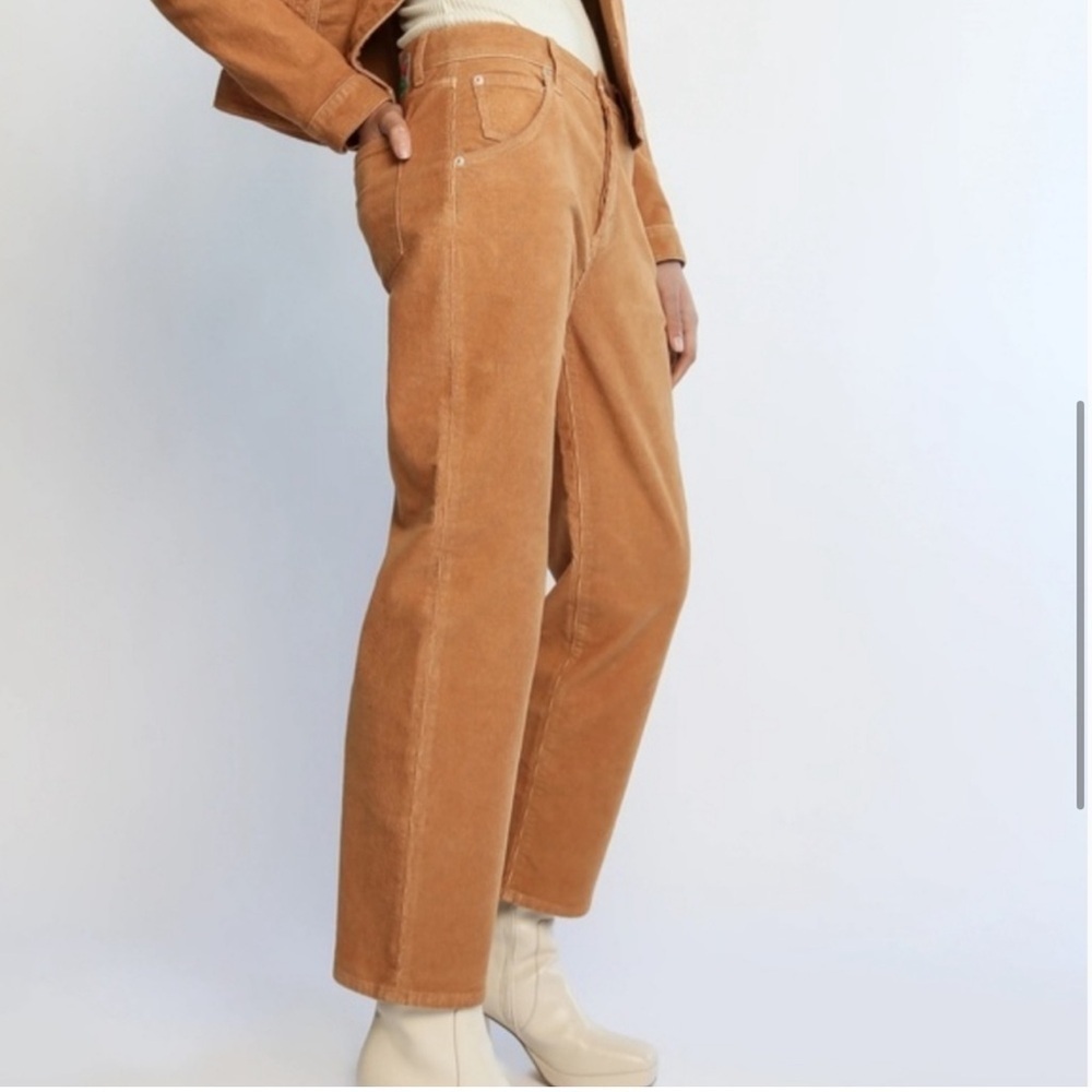 NWT Adriano Goldshmied Boost Mustard Yellow Corduroy Straight Leg Jean in Mud - Picture 2 of 16